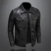 Skórzana skórzana skórzana kurtka dla męskiej kurtki motocyklowej Kurtka duża kieszonkowa czarna lapa lapowa szczupła wiosna męska i jesień wysokiej jakości płaszcz PU M-5xl 230828
