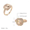 Trouwringen Wbmqda Luxe Volledige Zirkoon Vinger Ring Voor Vrouwen 585 Rose Goud Kleur Mode Bruid Party Fijne Sieraden Accessoires