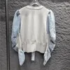 Giacche da donna SuperAen 2023 Giacca cardigan con scollo a V in denim con maniche a pieghe europee