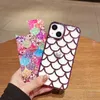 Söt 3D -sjöjungfruskala mönster bling glitter för kvinnor flickor glänsande plätering mjuk tpu silikon täcker stötsäkert skyddande telefonfodral för iPhone 15 14 13 12 11 pro max