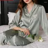 Dames Nachtkleding 19Mm Echte Zijden Pyjama Pak Vrouwen Verjaardagscadeau 2 Stuks Loungewear Kanten Afwerking Nachtkleding Pour Femme Pyjama broek