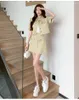 Sukienki robocze Vintage Summer dwuczęściowy zestaw kobiet pojedynczych dżinsowych płaszczy z frędzlami Ministel Suits Korean Fashion 2 zestawy