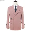 Beige Double Breasted Mens Suits 2 Pieces Belt Design Coat Pant Latest Design Wedding Suits Groom Prom Tuxedos Blazer Set Q230828