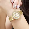 Wristwatches Shell Dial Billing Timepiece Luxury 18K Gold Diamonds Watches Jewelry Bracelet Wristwatch Ladies Watch For Women