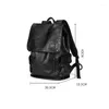 Sac à dos de luxe en cuir marque Crazy Horse hommes Vintage solide sac d'école noir décontracté grand homme ordinateur portable sacs de voyage