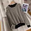 Kobiet Sweters Women Contrast Contrast Kolor Sweter O-Neck lub V-dół jesienne damskie damki pojedyncze piersi z długim rękawem