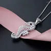 سلاسل Lefei Jewelry 925 Fashion Silver Trendy Luxury Tet Tet Tet Creative Pink Sea Horse Necklace for Women Wedding Charm Gift