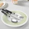 New Fashion 18/0 Steel Cutlery Set 5 PCS ABS Metarial Flatware Set For 1 Tableware Dinnerware Black Dishwasher Safe Q230828