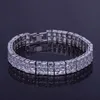 Bangle Baguette Armband Hip Hop smycken Koppar Material Guldfärg Square Men Link 18cm 230828