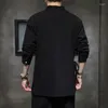 Chemises décontractées pour hommes Printemps Automne Boutons inclinés à manches longues pour hommes Vintage Tradition chinoise Coton Oversize Lâche Hommes Chemise Tops