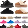 Funkette Disquette Slippers Slides Designer Sandals Men Women Fur Sliders Slip-On Flip Flops Chestnut Black June Gloom Charcoal Red Purple Mens Slipper Slide Sandal