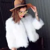 Womens Fur Faux Fashion Coat Winter Kort Svart Vit Slim Long Sleeve Imitation Rabbit Overcoat Artificial Jacket 3XL 230828