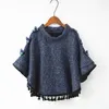 Kvinnors tröjor 2023 Autumn Batshirt Coat Loose Pullover Half High Neck Shawl Wool Top Tassel Cape Lady