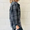 Chaquetas de mujer de moda de manga larga solapa a cuadros botón suelto con bolsillos Top mujer Jumper abrigo negro señora accesorios de ropa suave