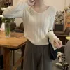 Pulls pour femmes Automne Hiver Mink Cachemire Pull court Femmes Mode Manches longues Col V Pull Femme Violet Coréen Top tricoté