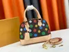 M46653 Äkta läderdirigeryayoi Kusama Bag Womens Bag BB Handväskor Lady Purse målade prickar petit sac plat axel snabba väskor