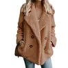 Womens Fur Faux Inverno Grosso Quente Teddy Casaco Mulher Lapela Manga Longa Fofo Peludo Falso Casacos Feminino Botão Bolsos Plus Size Overcoat 230828