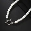 Chains Trendy Gothic Party Imitation Pearl Collarbone Chain For Men Women Luxury Jewelry Punk Vintage Charm Necklaces Wedding Wholesale