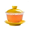 Wine Glasses Glass Lid Bowl Couple Cups Home Tea Red Dispenser Cup Chinese Style Three Bowls Set Cute Kawaii Water Bottle