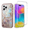 Marmeren telefoonhoesjes voor iPhone 14 13 11 12 15 Pro XR Xs Max 8Plus Luxe Heavy Duty schokbestendig Full Body Protection Defender Cover Fit Samsung S20 S21 FE S22 S23Ultra