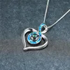 Anhänger Halsketten Luxus Unendlichkeit Liebe Herz Blau Weiß Feueropal Für Frauen Silber Farbe Lila Zirkon Verlobung Halskette Geschenk
