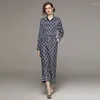 Pigiama da donna Pigiama da donna Set da due pezzi Camicia blu monopetto a maniche lunghe con stampa Top Pantaloni a gamba larga a vita alta Pantaloni tuta