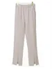 Pantalon de costume Slim fendu pour femme, couleur unie, taille élastique, Long assorti avec poches, automne 2023