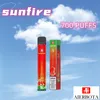 Sunfire original 700 Pufos Vapes descartáveis Pen e cigarro 0% 2% 3% 5% Vaporizador 550mAh bateria vape caneta descartável E CIG 700 800 Fabricante de sopro de atacado Preço de atacado