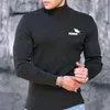 Męskie swetry wiosna jesienna zima męska bawełniana kaszmirowa koszulka wysoka elastyczność męska swoboda sporty z długim rękawem