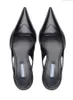 Damessandaal Geborstelde slingback pumps puntige teen slingback platte hakken zwart wit roze luxe designer schoenen met doos 35-41EU