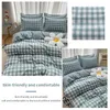 Bedding sets 100% Cotton Green Plaid Set Nordic Bed Cover 90 Skin Friendly Duvetcover 2pcs Pillowcase No Sheet 230828