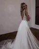 Dresses Vintage Mermaid Spaghetti Appliques Lace Wedding Dress Overskirts Backless Robe De Mariee Bridal Gowns