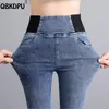 Vaqueros Oversize 38 elásticos de cintura alta Vaqueros ajustados Mujer primavera Slim Stretch Denim Pantalones Vintage lápiz Vaqueros mamá Pantalones Mujer