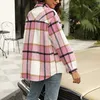 Camicette da donna Camicie Giacca da donna Inverno e autunno Manica lunga Risvolto Camicia allentata casual con taschino spazzolato Plaid T-shirt monopetto allentata retrò 230829