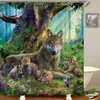 Cortinas de chuveiro 3D Lobo Veado Tigre Urso Animal Impresso Tecido Cortinas de chuveiro Cortina de banheiro Tela de banho à prova d'água Decoração de casa com R230829
