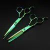 Scissors Shears professional Japan 440c left handed 6 '' green hair scissors haircut thinning barber makas cutting shears hairdresser 230828