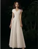 Casual Dresses White Elegant Long Wedding Party For Women A-Line V Neck Cap Sleeves Homecoming Graduation Glows Chic brudtärklänning