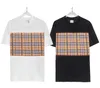 Klasyczna retro designerka T-shirt Pure Cotton Top Men's Casual Plaid Black and White Luksusowe odzież Trend Trend M-3XL