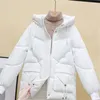 Trenchs de femmes manteaux d'hiver courte veste rembourrée en coton femmes 2023 vêtements d'extérieur à capuche en vrac mode couleur pure fermeture éclair dissimulée femme