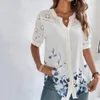 Женские блузкие рубашки темпераментные повседневные кружевные женские рубашка мода свободная рубашка женщина элегантная блузка с коротким рукавами 230829
