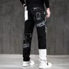 Мужские джинсы Pantalon Homme Мужчины Жан Сплайсинг штаны Нейтральная пехотинка уличная одежда Тренда брюки брюки для повседневного твердого байкера мужчина 230829