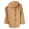 여자 블렌드 토템 겨울 단순한 느슨한 짧은 단면 코트 스카프 칼라 단일 가슴 트위드 재킷 코트 및 재킷 230829