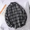 Men's Casual Shirts Korean Fashion Long Sleeve Plaid Shirt Luxury Business Social For Men Blouse Coat