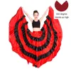 Palco desgaste trajes de dança do ventre vestido cigano mulher espanhol flamenco saia poliéster cetim liso grande swing carnaval festa salão de baile 4 estilos