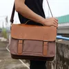 Sacos de laptop Vintage PU Couro Homens Pastas Arquivo de Negócios Bolsa Bolsa Luxo Grande Capacidade Masculino Ombro Mensageiro 230828