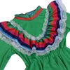 Stage Wear Couleur verte Filles mexicaines Robe de danse Espagnol Flamenco Dressing Enfants Fille École Performance Vêtements de danse XS-M