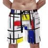 Men's Shorts de Stijl Board Summer mod Mondrian Sports Beach Short Pants Szybkie suche swobodne pnie oborse