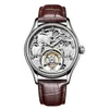 Armbandsur Aesop lyxiga Tourbillon manliga mekaniska klockor Original Zodiac Sheep Skeleton Manual Winding Movement Men Sapphire