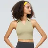 Roupa de yoga yushuhua turn down colarinho colete seguro almofadas de peito sutiã esportivo feminino ginásio sem mangas fitness superior treino treinamento roupa interior