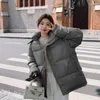 Kvinnors dike rockar Autumn Winter Puffer Jacket Kvinnor Huva långärmad parka tjocka varma fickor Svart vitrosa snökläder koreansk kappa